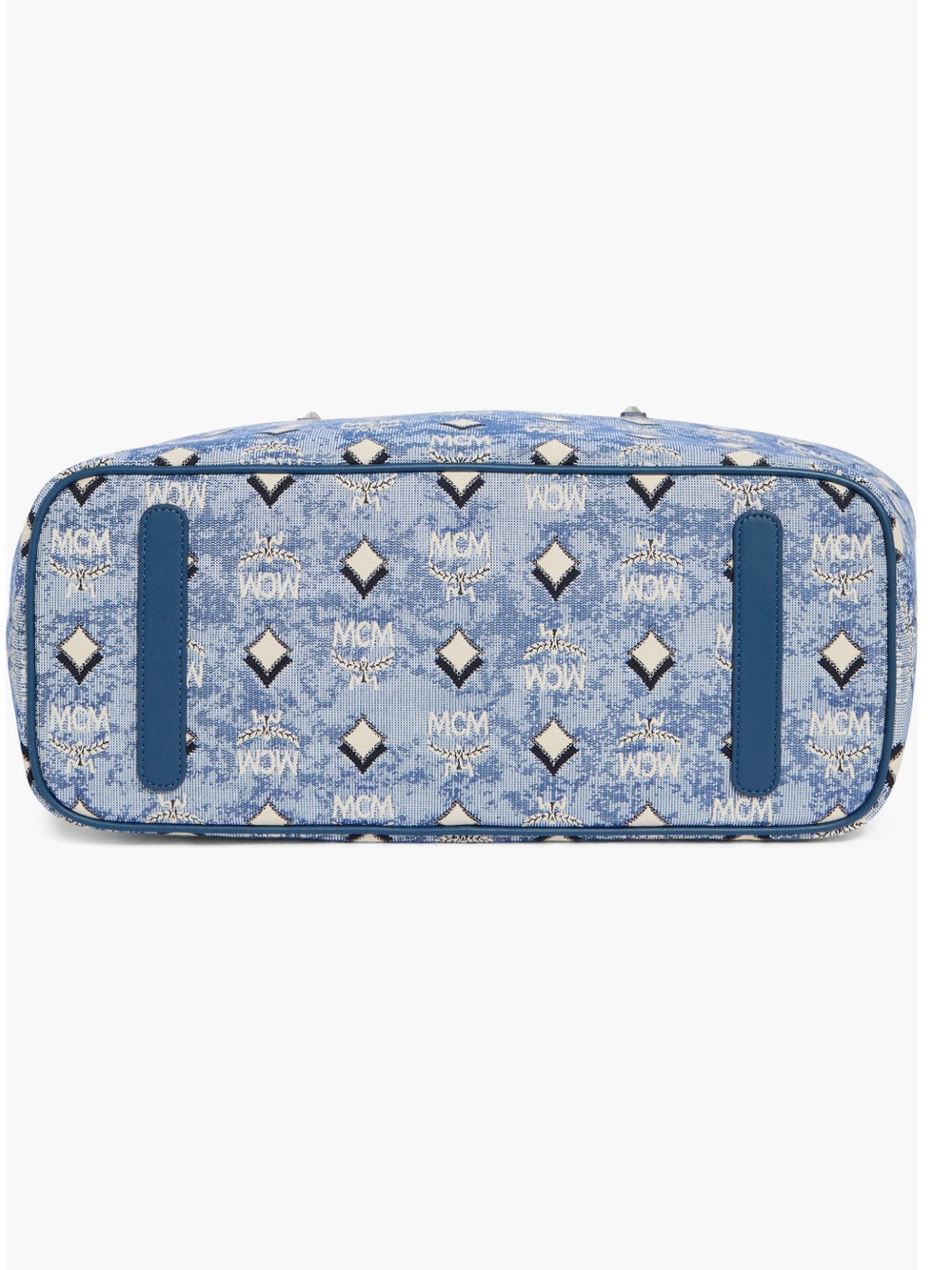 MCM Aren Light Blue Logo Monogram Tote with Blue Trim NWT - Picture 5 of 6